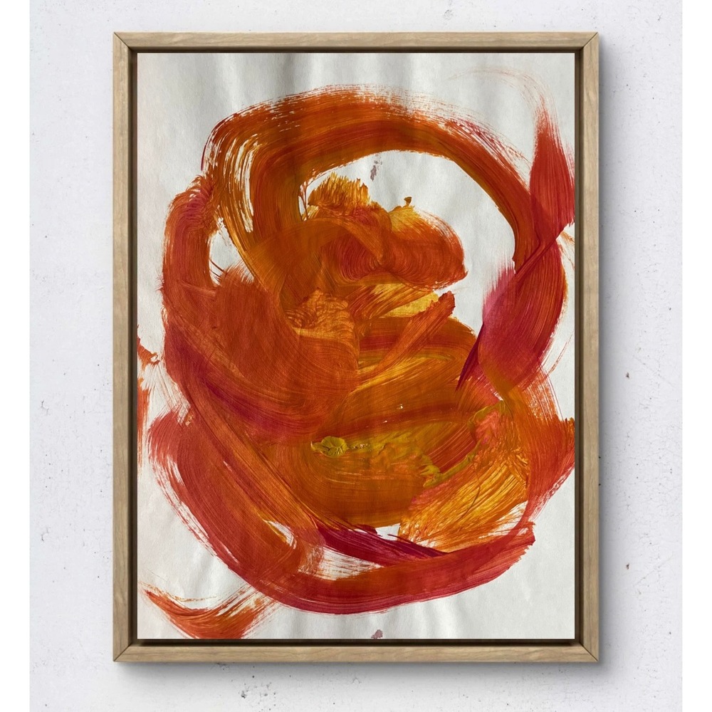 Original Abstract Expressionist Painting Burnt Orange Red Earthy Wall Art Paper